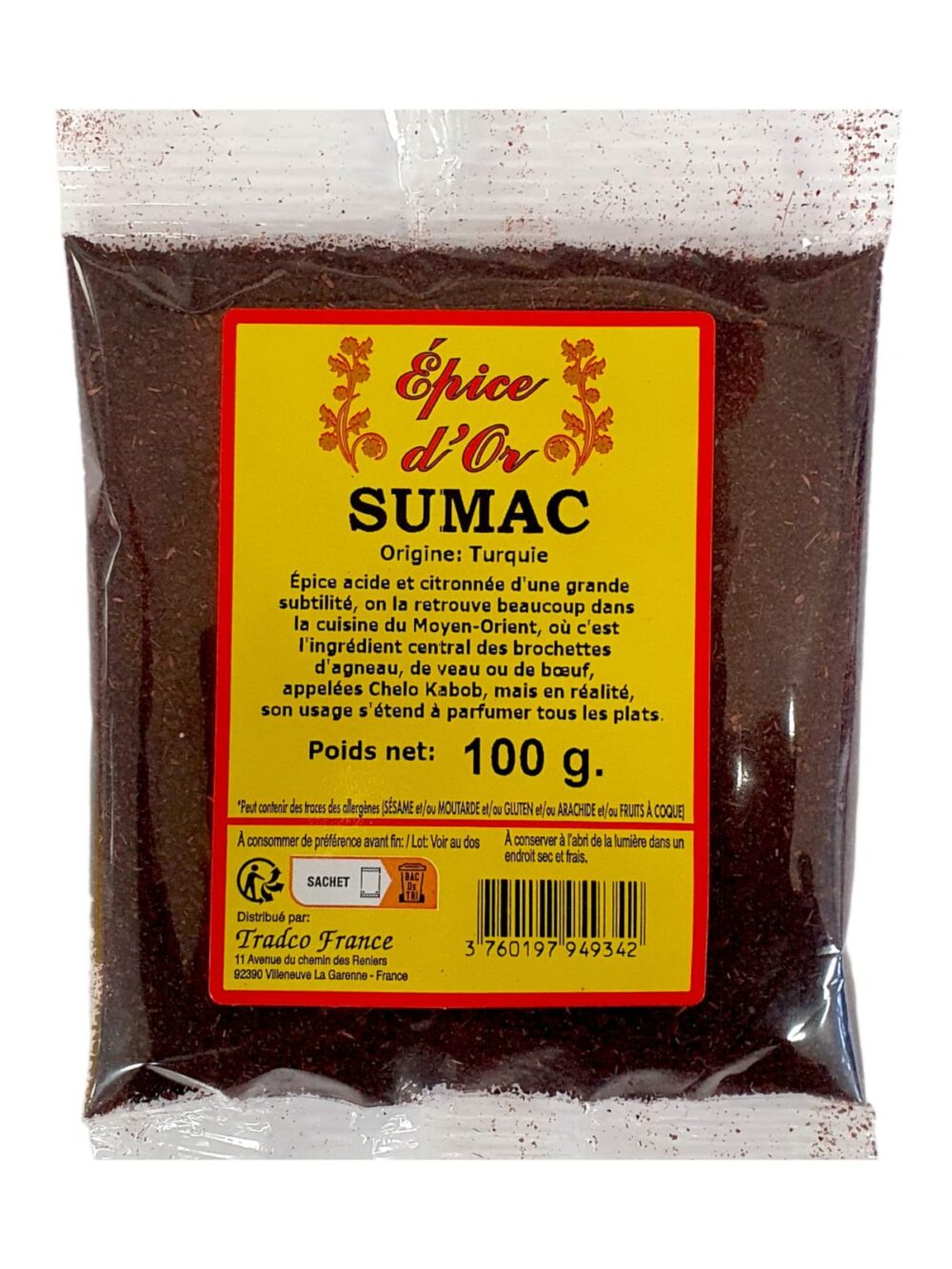 Sachet de sumac Épice d’Or 100 g origine Turquie – épice orientale acidulée pour salades, viandes et houmous